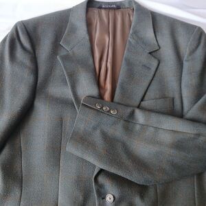 Burberry's 44R Brown Blue Plaid Sport Coat Blazer Men's  Vintage 70's USA Made